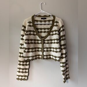 Lulu's Olive and Cream Knit Matching Set Sz XL